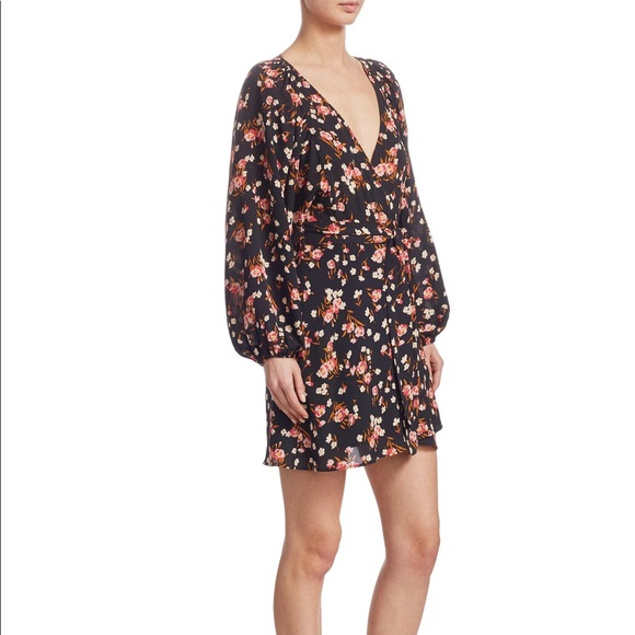 ALC Silk Floral Wrap Dress-Size 6 - Picture 4 of 4